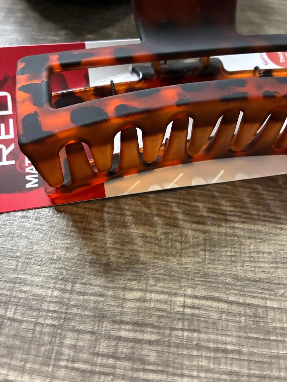 Red Matte Large Tortoiseshell Hair Clip - Red Brand